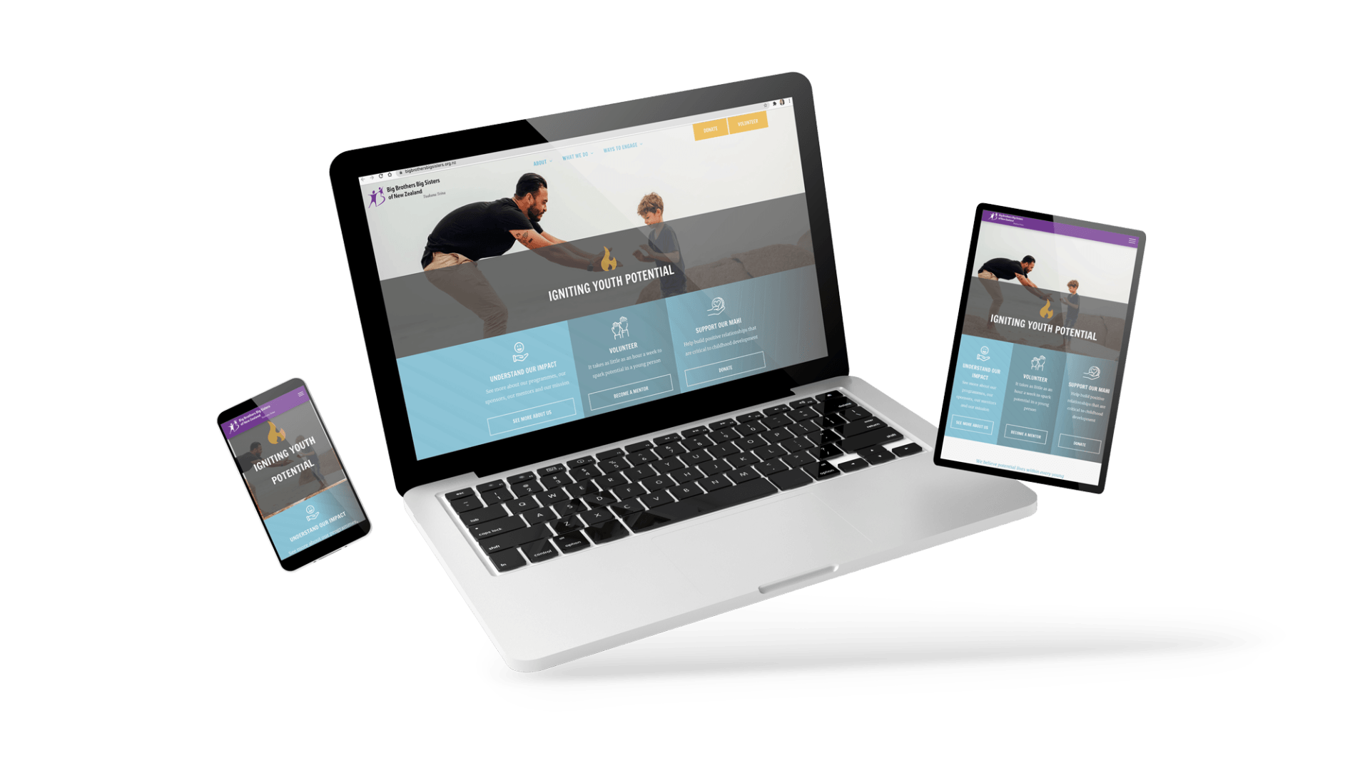 Big Brothers Big Sisters historical website mockup