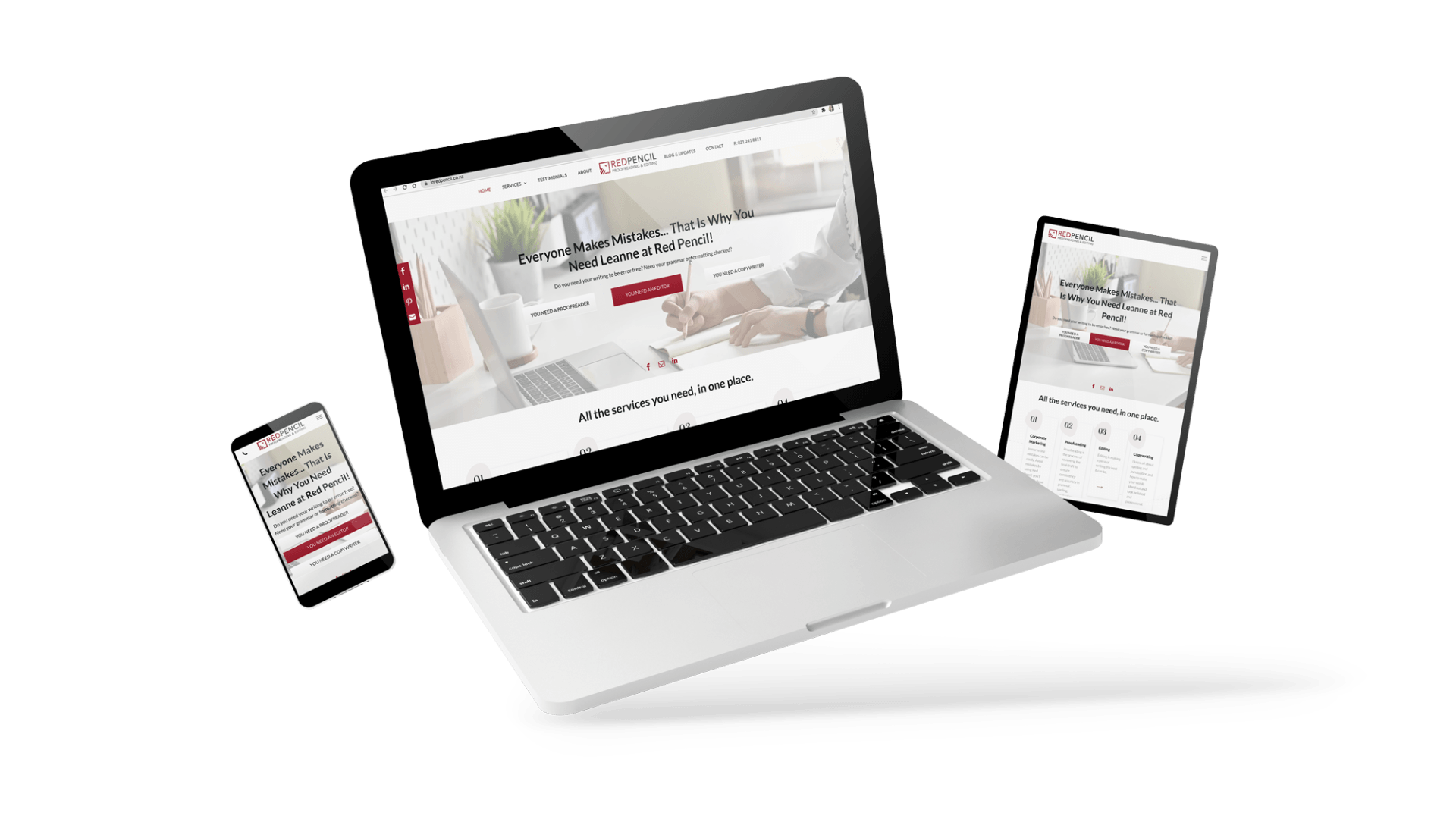 Red Pencil historical website mockup